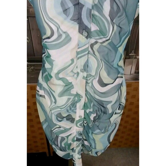 Birch And Stone Y2K Mini Dress Size L Paisley Button Short Sleeve - Picture 4 of 9